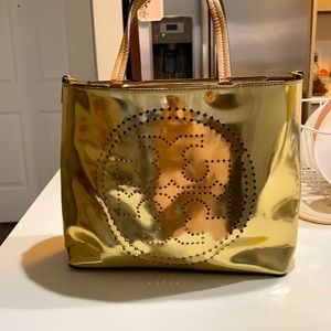 Tory Burch Gold Metallic Medium Tote